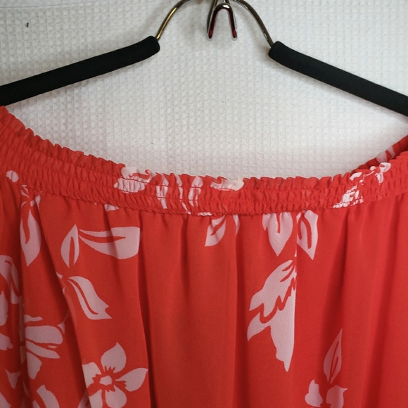 NEW Marciano Women's XS Light Red Sheer Floral High-Low Summer Tripical Dress - Picture 4 of 9